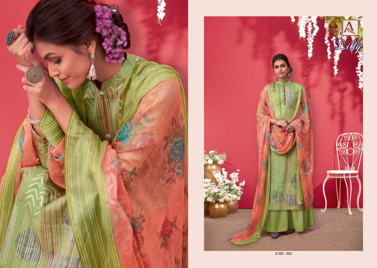 Alok Lilly Ethnic Wear Latest Fancy Designer  Pure Cotton Dress Material